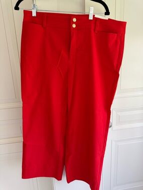 Chico's Bright Red with Double Button wide leg Waist size 2.5 NWT